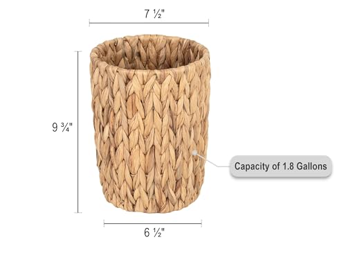 Image of StorageWorks Wicker Waste Basket, Small Trash Can for Bathroom, Water Hyacinth Trash Basket for Office, Wicker Garbage Can for Bedroom, Round, 1 Pack