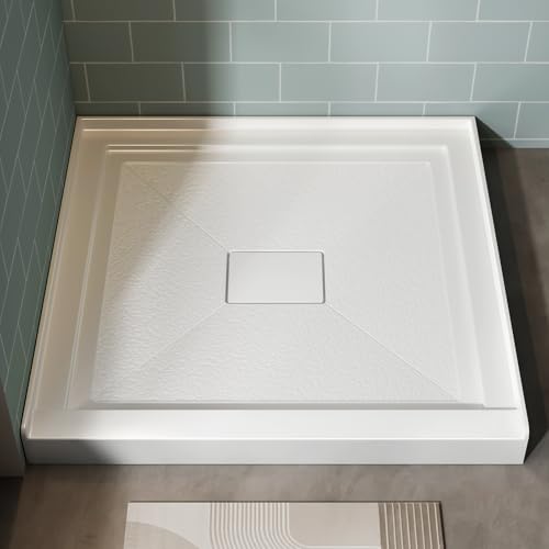 Shower Pan Base 36 x 36 Single Threshold Center Drain White Shower Pan Acrylic Square Shower Base for Bathroom Shower Floor Drain not Included