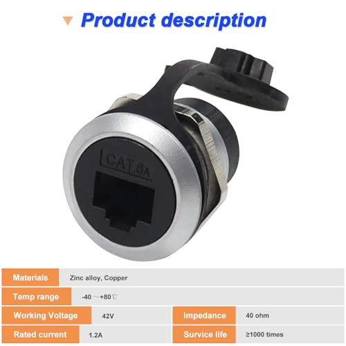 Conector panel RJ45 CAT6 blindado con tapa impermeable miniatura 2