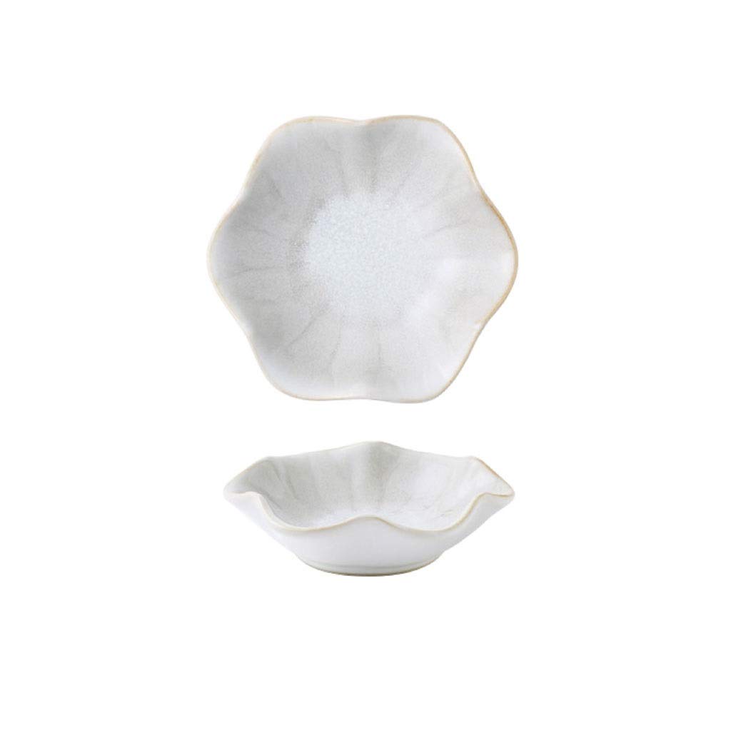 TBLOTYD Salad Plate Lotus Leaf Shaped Ceramics Seasoning Dishes Japanese Style Sauce Dish Ketchup Saucer Vinegar Spice Soy Sushi Seasoning Dipping Bowls Plate,Wh-4.94o,Wh-4.94oz