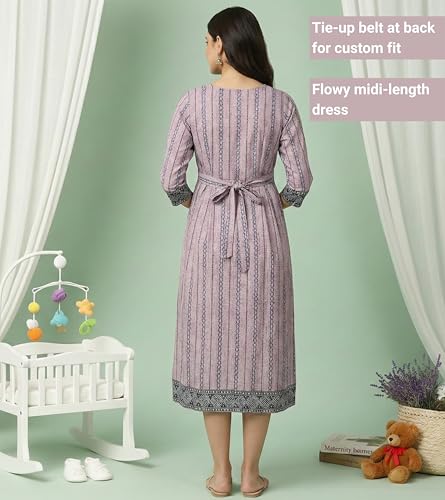 Image of DUMMY SHAPE Pregnancy Dresses for Women Cotton | Floral Anarkali Flare Kurta with Dual Nursing Zippers | Pregnancy & Breastfeeding | Feeding Kurtis | Baby Shower | Gifts for Pregnant Woman