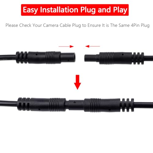 Image of 4Pin Dash Cam Extension Cable 4Pin Backup Camera Extension Cord, Rear View Mirror Camera Extension Wire, Dashcam Rear Camera Extension Cable, Rearview Reverse Camera Extension Cord (16.5FT)