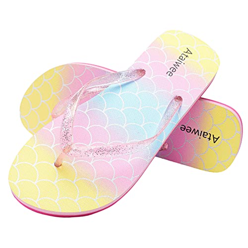 Ataiwee Girls Flip Flop Sandals - Kids Printed Slide Shoes for Little/Big Kid.2