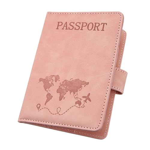 ILIYAH-Passport Cover-Passport Holder Travel Wallet-RFID Blocking Passport Case Travel Accessories Card Holder Wallet Unisex Travel Gifts (Pink MG)