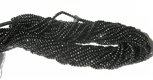 Spinel noir facetté 3mm perles naturelles en fil de 14 inches pour bijoux