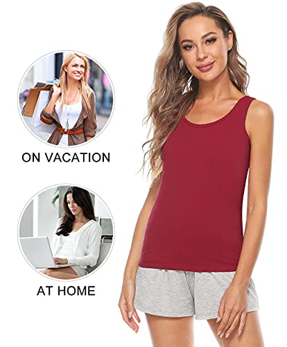 Image of Vislivin Cotton Tank Tops with Shelf Bra for Women Stretch Tanks Wide Strap Undershirts