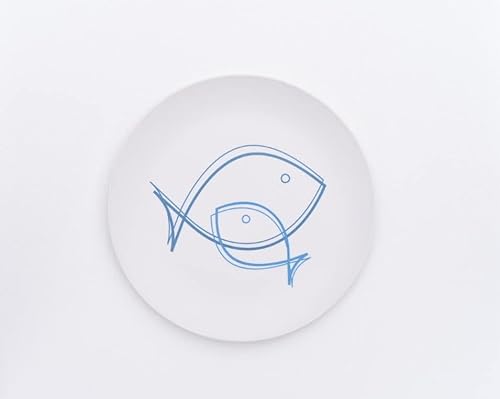 Aquaterra Living Bamboo Salad Plate Set with Fish Designs- Set of 6, 7
