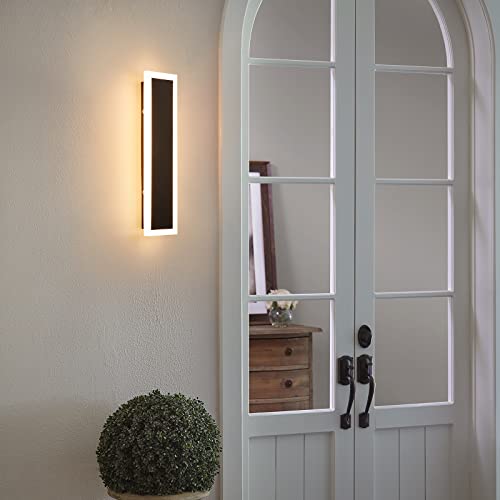 Bieocur Modern Iron Linear Wall Sconce 10W-2Pcs Led Exterior Light Fixture 15.7In Rectangular Black Wall Light Frosted White Acrylic Wall Lamp Ip65 Waterproof Anti Rus #TOP1