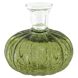 Boston International Glass Taper Candlestick Holder Tabletop Fall Decorations, 5" x 5", Green Pumpkin