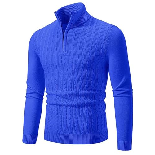 Men's Quarter-Zipper Pullovers Solid Color Mock Neck Knitted Sweater Business Slim Fit Warm Sweaters3