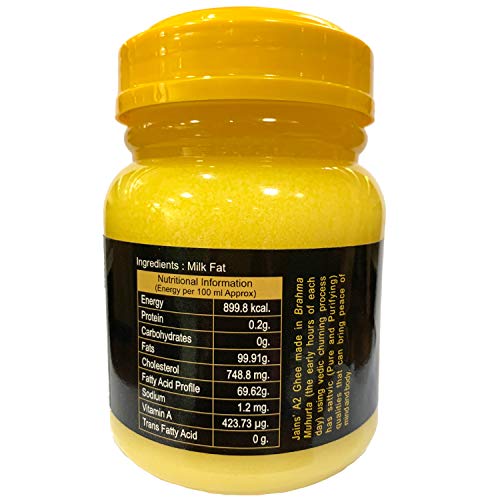 Gir Cow A2 Ghee 16.9oz - Swaarnim Jains’ A2 Brahma Muhurta Ghee 500ml - Probiotic Properties - 0% Trans Fat - Grass-Fed - Non-GMO - Made in Brahma Muhurta - Pure & Purifying