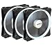 upHere Halo Ring Led 140mm case Fan 3 Pack Hydraulic Bearing Quiet Cooling case Fan for Computer Mirage Color LED Fan 3 pin with Anti Vibration Rubber Pads(White)/14CMW3-3