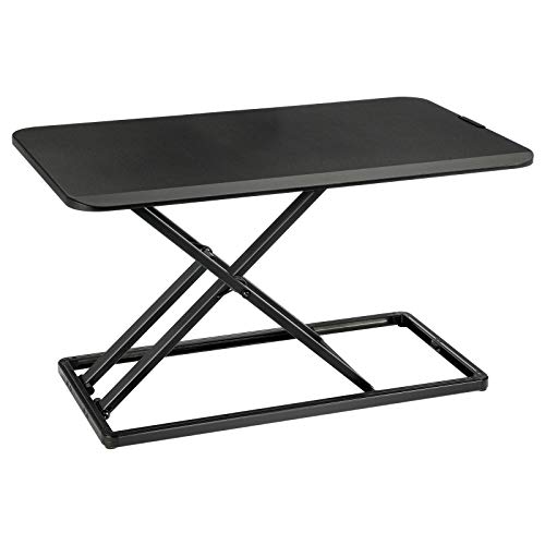 Preisvergleich Produktbild SONGMICS Sitz-Steh-Schreibtisch, ergonomischer Schreibtisch, Schreibtischaufsatz, höhenverstellbar von 4,5 cm bis 41 cm, Monitorständer, für PC und Laptop, Büro, Arbeitszimmer, schwarz LSD01BK