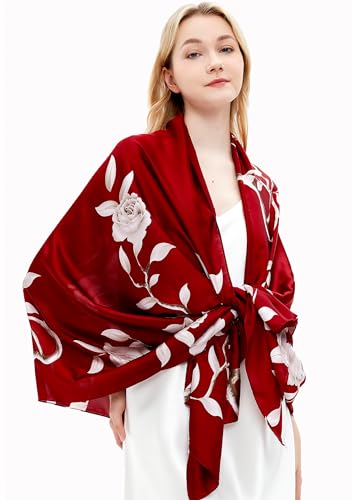 Gragengs Women Silk Scarves Long Satin Lightweight Outdoor Shawl Wraps Printed Head Scarf 70''X35''3