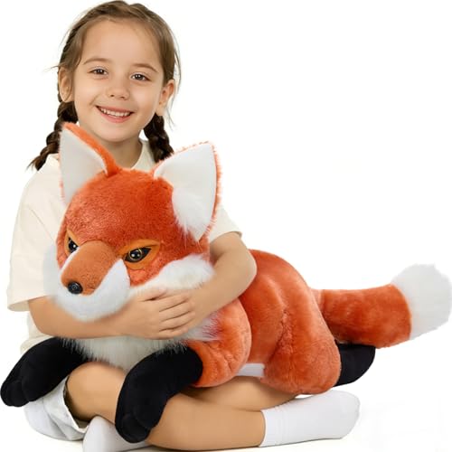 MorisMos Giant Fox Soft Toys 80cm Big Plush Fox Teddy Stuffed Animals Kawaii Large Cuddly Toy XXL Fluffy Gift for Boys Girls Birthday Decorations