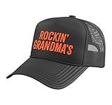 Rockin' Grandma's Plain Logo Trucker Hat with Adjustable Mesh Back, Black