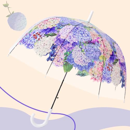 Paraguas de flores transparente resistente al viento para mujer 4
