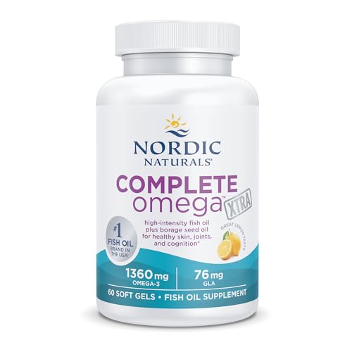 Nordic Naturals Complete Omega Xtra Fish Oil Supplement | 1360 Mg | EPA & DHA Supplement With Gla, Oa | 3 6 9 Dietary Supplement | Lemon 60 Softgel