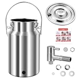 304 Stainless Steel Water Dispenser with Faucet, Thickened Milk Can with Handle, Sealing Ring and Instruction Manual, 10L Stainless Steel Water Jug for Milk, Water, Tea, Juice and Beverage Storage