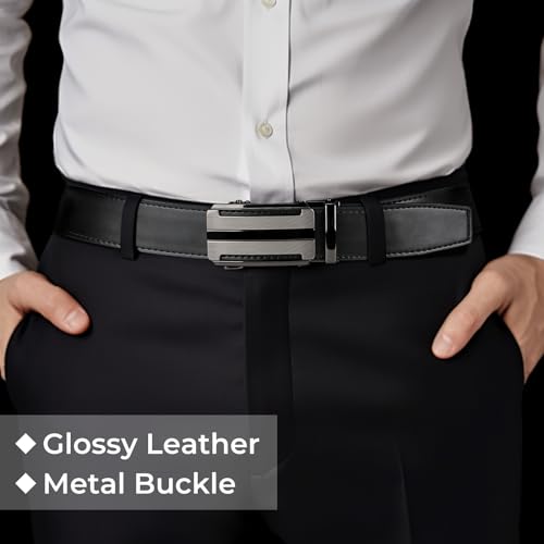 Ratchet Mens Belt, Genuine Leather, Adjustable Quick Release Click Belts for Jeans, Casual & Work4