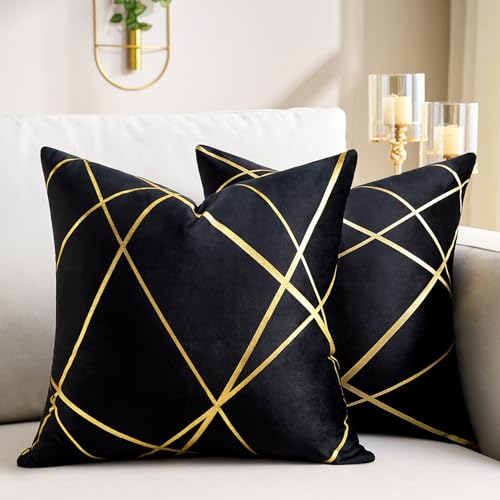 DecorMommt Samt Kissenbezüge Geometrie Dekokissen Kissenhülle Sofakissen Couchkissen Dekorative Kissen Kissenbezüge Moderne Zierkissen Bezug für Schlafzimmer Sofa Bett