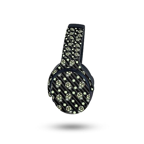 Image of MightySkins Carbon Fiber Skin Compatible with Skullcandy Crusher ANC 2 - Nighttime Skulls | Protective, Durable Textured Carbon Fiber Finish | Easy to Apply