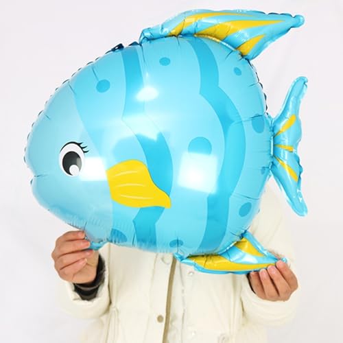 Image of Rozi Decoation Blue Fish Shape Aluminium Foil Balloon for Birthday Parties Decoration, Ocean Theme Party Decor Balloon for Kids Celebration & Baby Shower Pack of 1 Pcs