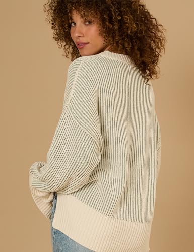 Image of Faleave Women's Fashion Sweater Fall Casual Long Sleeve Ribbed Knit Crew Neck Pullover Sweaters Blouse Tops