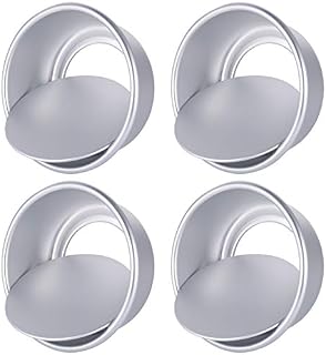 Opopark 4 Pack 4 Inch Round Cake Tin Set with Loose Base Non-Stick Aluminum Cake Pan with Removable Bottom Baking Mould Pan for Christmas Birtyday Wedding Party Cake Baking
