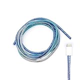 Kabelschutz Tiersichere Draht Kabelschutz für Haustiere Kopfhörer Saver Spiralkabel Wicklung Zugentlastung, Kabelhülse für Telefonkabel USB Datenkabel, 60 Zoll, 2 Stück, Silberverlauf Blau