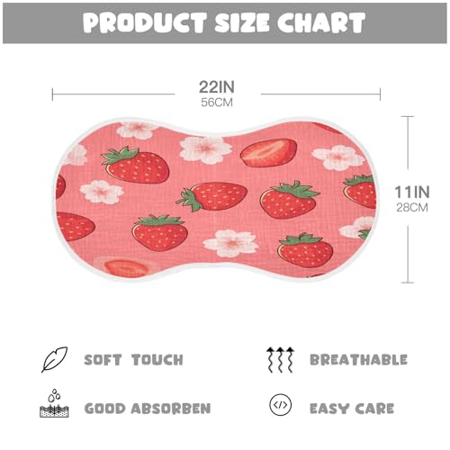 Strawberries Burp Cloths Cotton Baby Washcloths,Large 22x11in Burping Cloth Absorbent and Soft for Newborn Baby Boys and Girls,1 Pack4