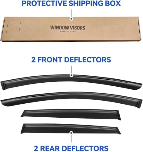 Image of Window Visors Rain Guards for 2015-2024 Nissan Murano, Out-Channel Window Vent Wind Deflectors Visors Shades for 15-24 Murano S SV SL Platinum, Tape-on