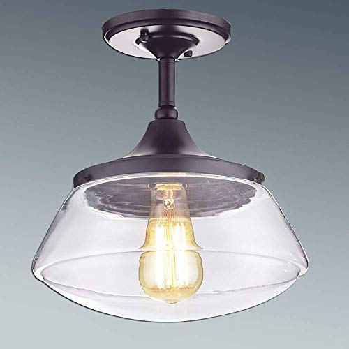 Plafonnier bocal poisson en verre frêne noir suspension créative simple - 2