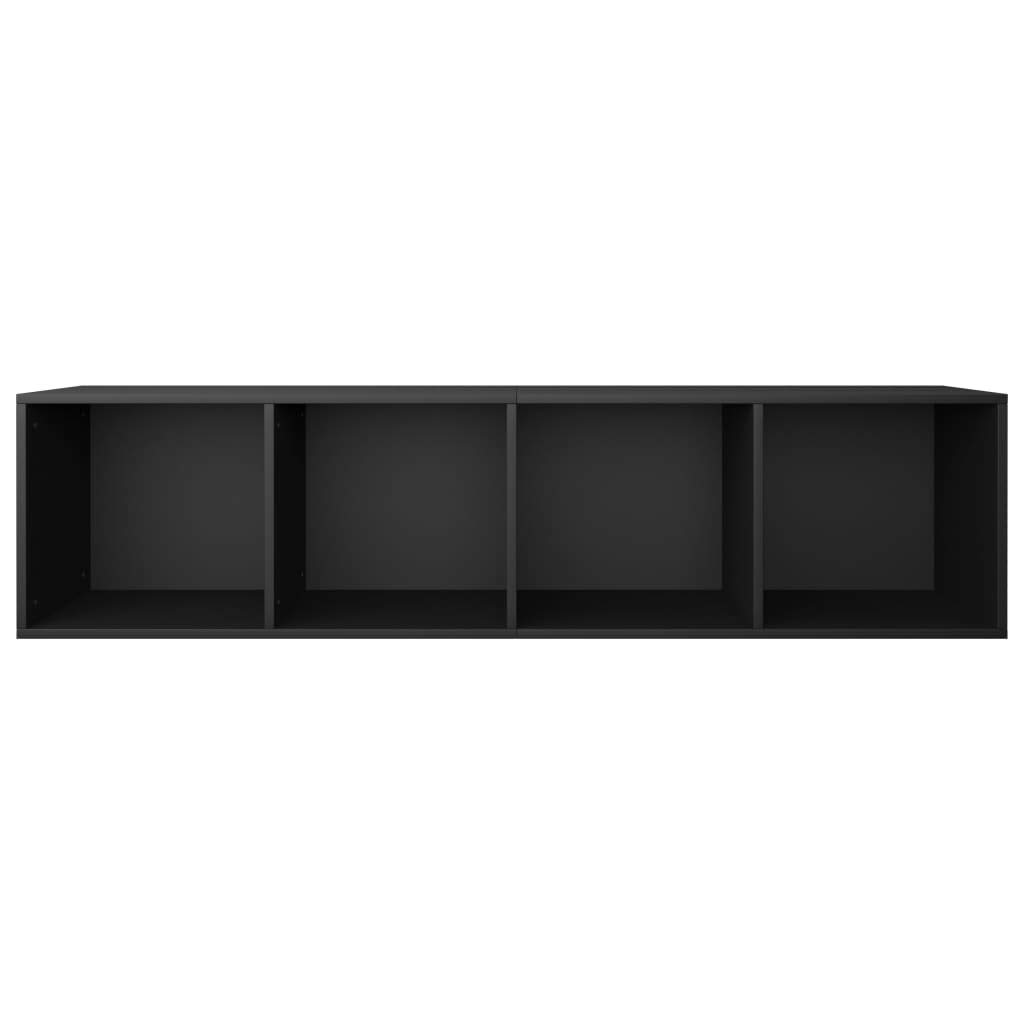 vidaXL Libreria/Mobile TV con 3 Vani a Giorno Classico Robusto Armadietto Basso Base Porta TV Orizzontale Nero 36x30x143 cm in Truciolato