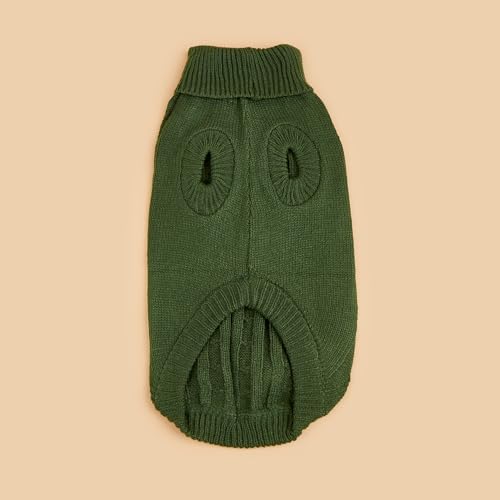 Image of Dog Sweater Soft Warm Turtleneck Knitted Clothes for Small Medium Large Pet | Comfy Wool Knit, Turtleneck & Classic Design, Easy on /off, Warm Winter Girls Boys Dogs Christmas Sweaters, Wood Green, XXS
