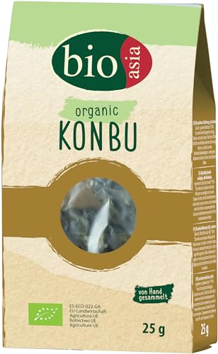 BIOASIA Kombu ecológico, algas 100 % naturales, ideales para aromatizar sopas, caldos e infusiones, 1 x 25 g