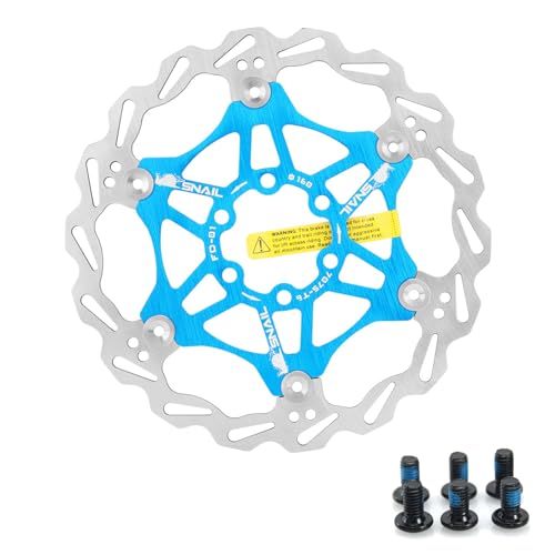 Yongness Disco freno flottante per mountain bike Rotore disco freno idraulico 160mm, 180mm, 203mm con 6 viti adatto per biciclette da strada, MTB, BMX, parti di biciclette (Blu 160mm)