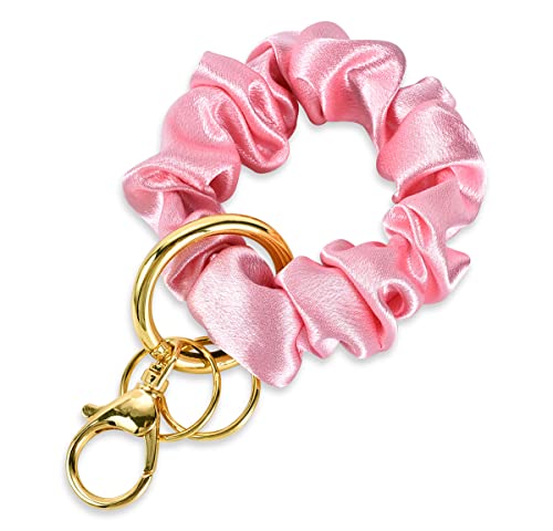 Junyuerly Wrist Strap Key Chain Elastic Scrunchie Bracelet Multifunctional Key Ring For Women (Style B -Pink) #TOP2