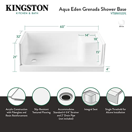 Kingston Brass Vtsb603221L Grenada Shower Base, White 60 X 32 X 20.88 #TOP6