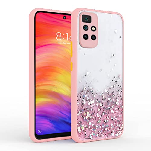 Image of VONZEE Case Compatible with Xiaomi Redmi 10 Prime, Non Moving Glitter Cover for Girls & Women Soft TPU Shockproof Anti Scratch Drop Protection Cover (Pink)