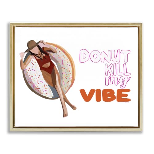 'Donut Kill My Vibe Relaxing Pool Float Girl'| Floating Frame Canvas Art