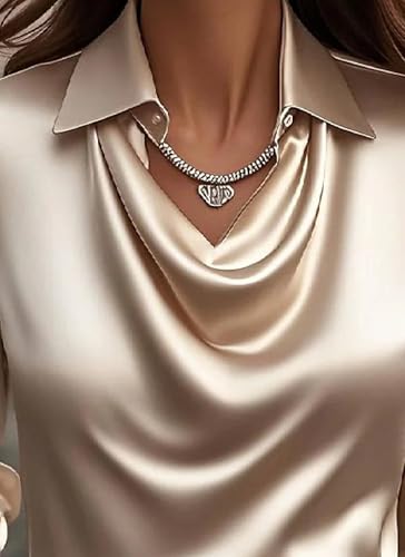 Women's Elegant Solid Color Collared Long Sleeve Shirts Formal Work T Shirts Casual 2025 Spring Office Tops3