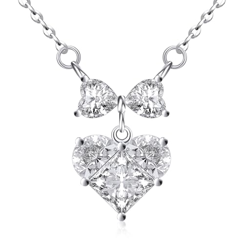 Collier coeur argent sterling anti-ternissement pendentif zircone cubique pour femme