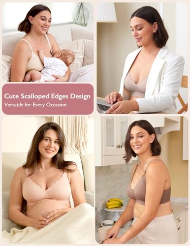 Image of Momcozy Nursing Bras for Breastfeeding, Seamless Pregnancy Maternity Bra Wireless Classic Jelly Strip Support Nursing Bra