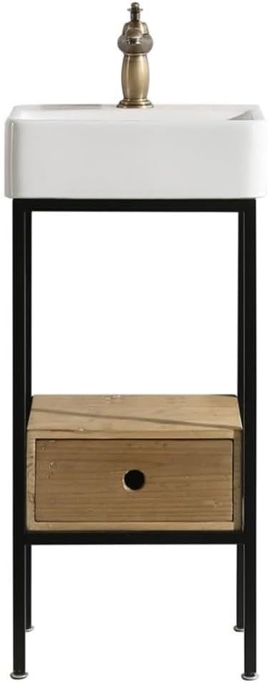 Design Element Cassidy 16" Single Sink Vanity in Rustick Wood with Integrated Countertop