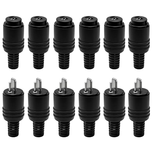 Hoembpn 12PCS 2-Pin DIN Plug Speaker Socket with Screw Terminals, DIN Speaker Jack Audio Connectors,6 Male+6 Female Hi-Fi Speaker Cable Adaptors for Secure Power Supply and Audio Signal Transmission