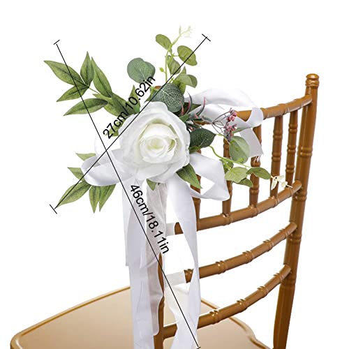 QSDGFH Set of 8 Wedding Chair Decorations, Wedding Aisle Church Pew Flower, Ceremony Chair Back Floral Decorations - Image 2