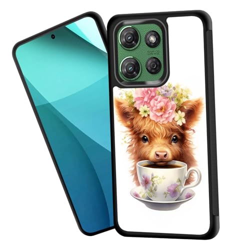 ZQLPLZR for Moto G Power 5G 2025 Case,Tire Anti-Skid Edges Cute Design Shockproof Bumper Full Protection Back Cover for Motorola Moto G Power 5G 2025 6.8",Cow Flower