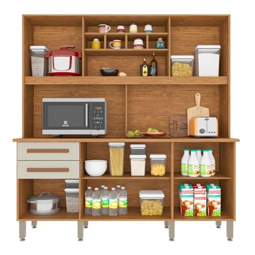 Armário para Cozinha 6 Portas 2 Gavetas Luna Plus Imop Móveis Cinamomo/off White