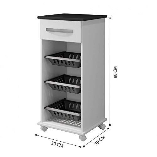 Fruteira 3 Cestos 1 Gaveta Curitiba Arte Móveis Preto/Branco